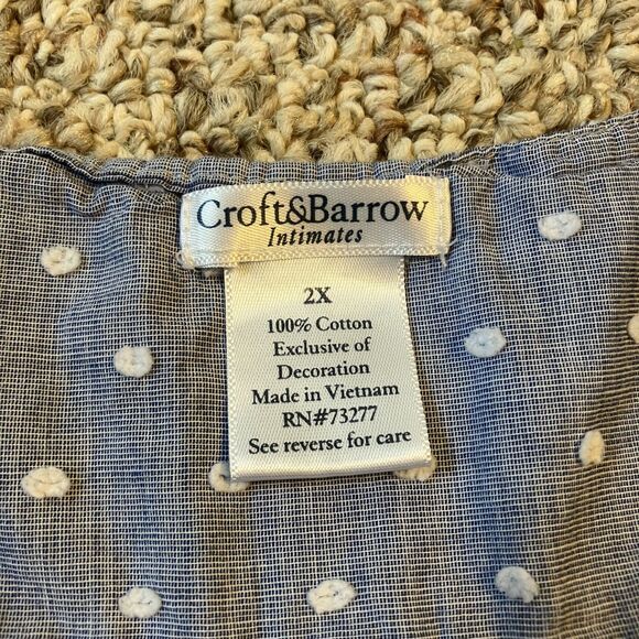 Croft & Barrow Womens Nightgown Plus Size 2X Blue 100% Cotton Swiss Dot Lghtwght - Picture 6 of 9